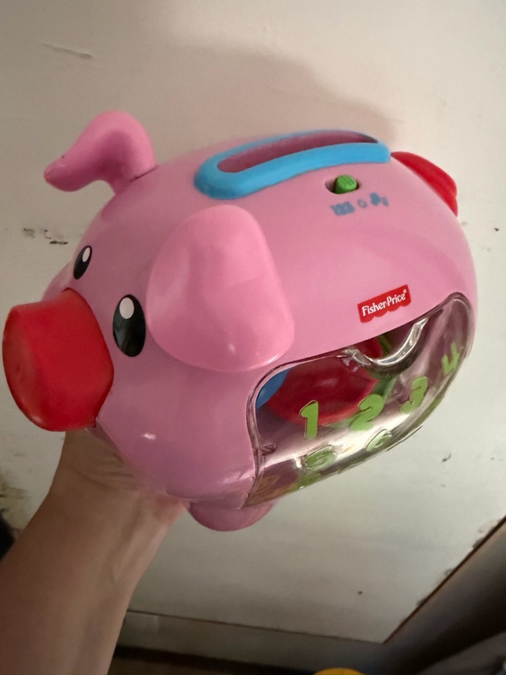 Fisher-Price Pink Piggy Number Sorting Toy with 9 Colorful Discs - Picture 2 of 4